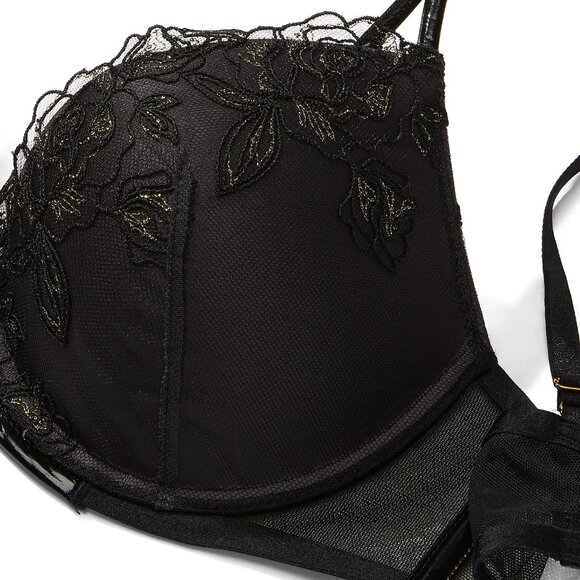 NWOT 36D Victoria’s Secret "Very Sexy", black lace & Patent Leather, Pushup bra - Picture 5 of 5